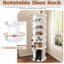 6 Rotating Shoe Cabinet - Space Saving Storage, 24 Pairs, White Organizer