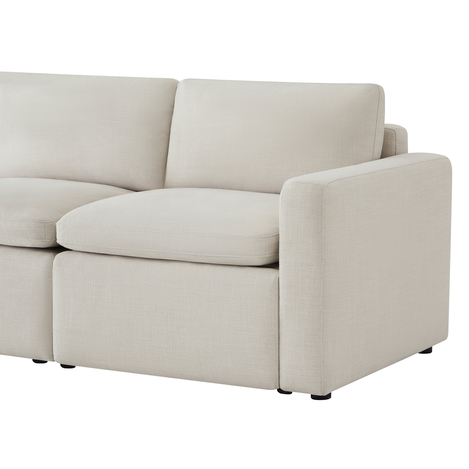 Lana 104" Linen Modular Sofa, 34" H x 74" W x 34.6" D, Effie Linen Performance Linen