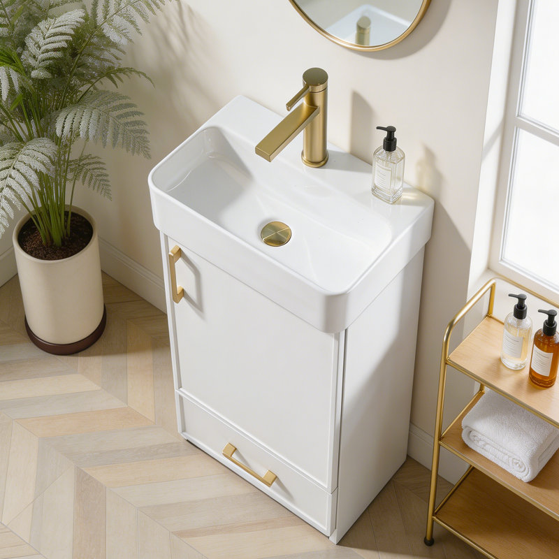 Mini-meuble-lavabo simple 18 po Modern, Blanc