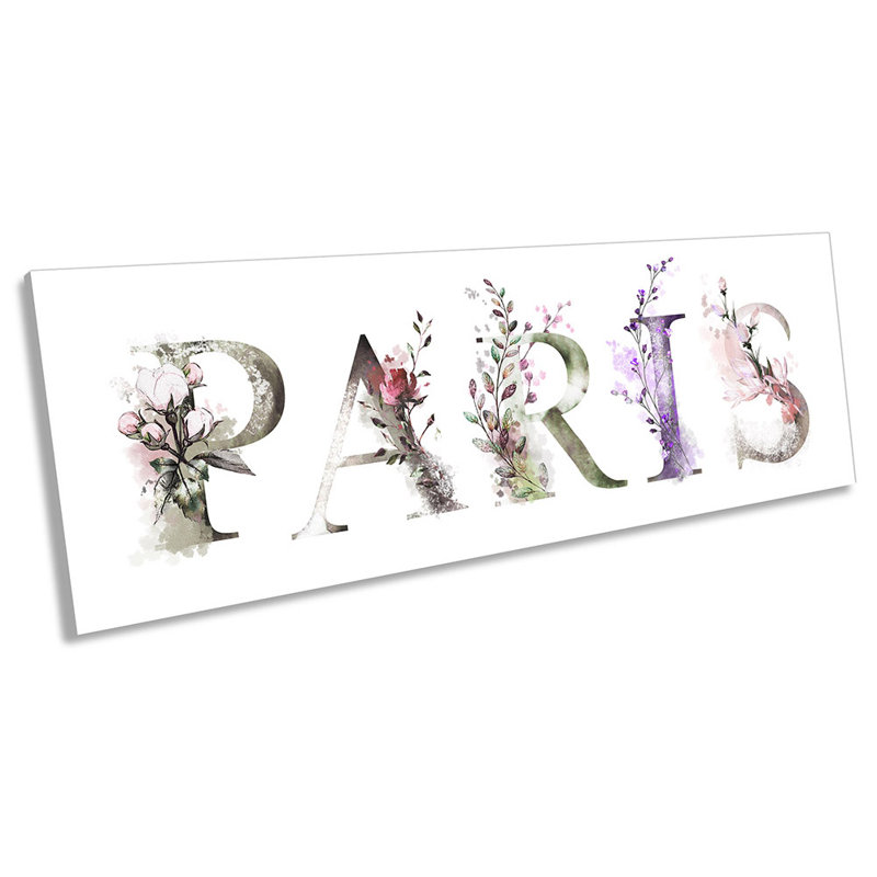 Paris Floral France - Wrapped Canvas Panoramic Print, 30.48cm H x 91.44cm W