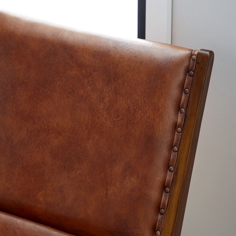 Doerun Upholstered Accent Chair with Ottoman, Brown Genuine Leather