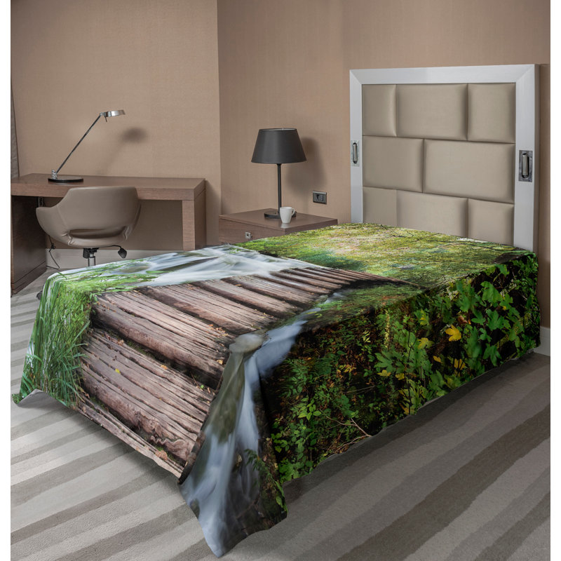 Drap plat Ambesonne Nature, Drap plat pour lit simple TG