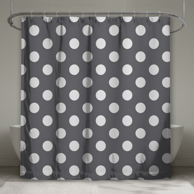 Rideaux de douche gris / blanc à pois extra longs