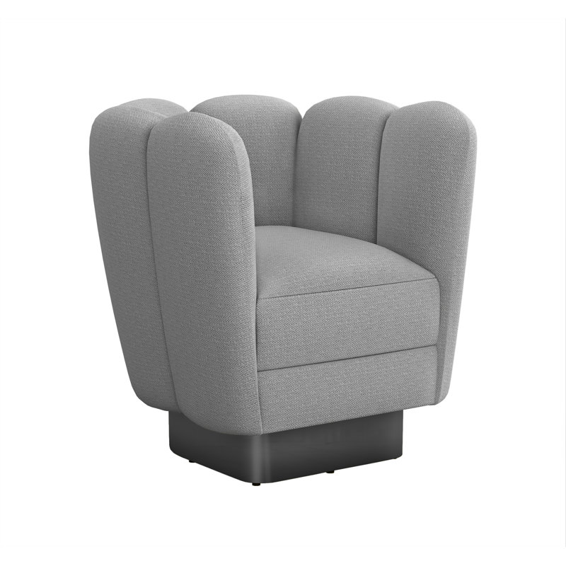 Fauteuil demi-tonneau pivotant de 31 po Gallery, Bronze industriel, 100% polyester camée
