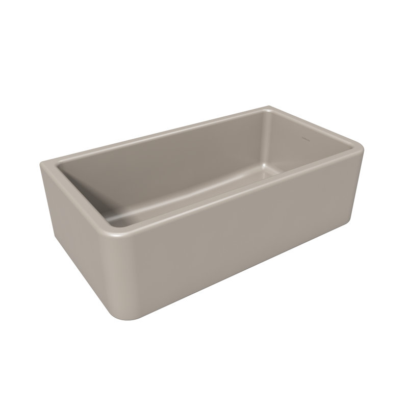 33'' L Single Bowl Fireclay Kitchen Sink, Silver Flax