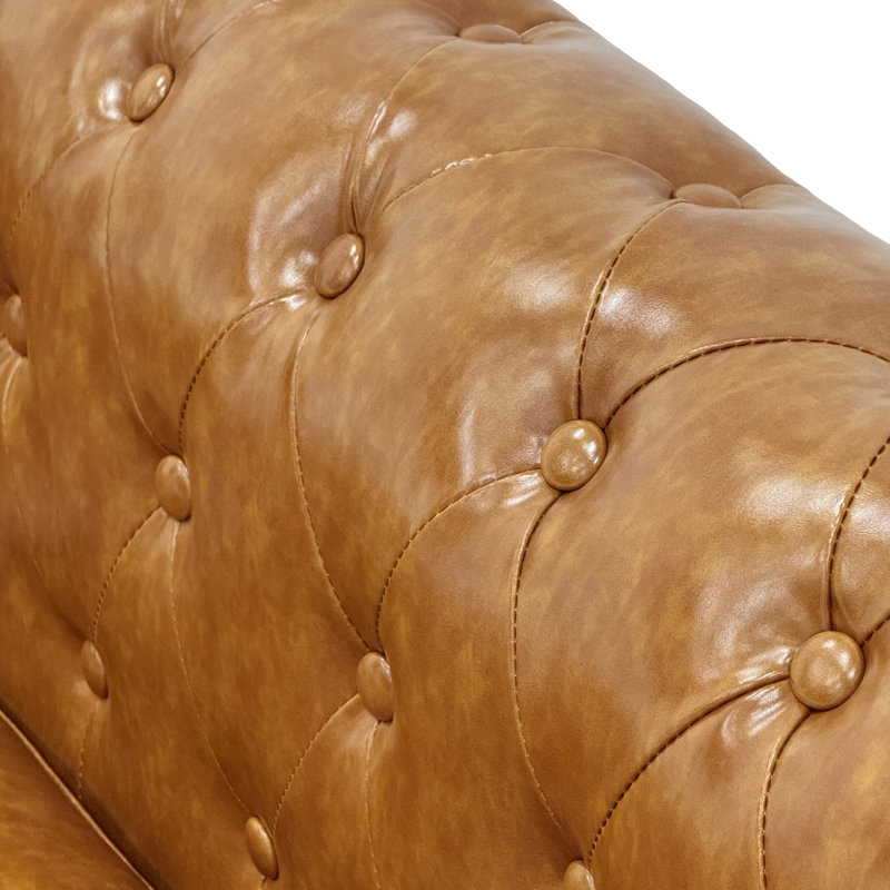 Canapé Chesterfield 3 places en PU, Marron clair