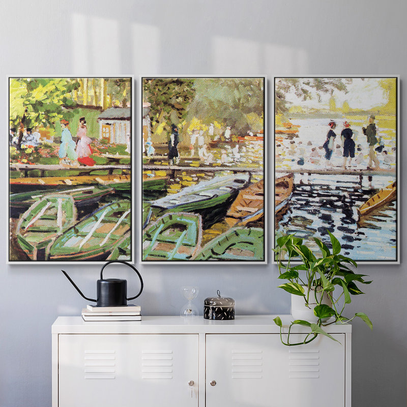 Monet, reproduction sur toile 3 pièces, H 40 po x l 78 po x P 2 po, Blanc