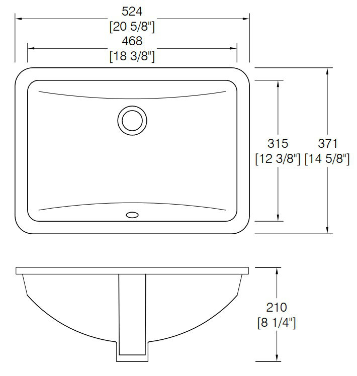 NOBLE 1812W Rectangular Undermount Bathroom Sink