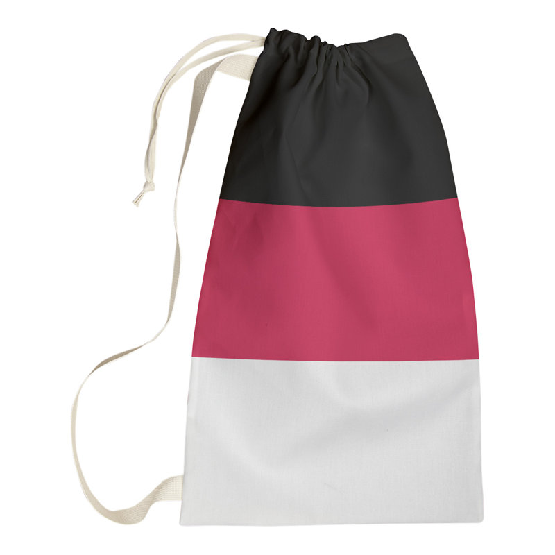 Toronto Fabric Laundry Bag with Handles, Large ( 36" x 28" x 1.5"), Black/Red/White