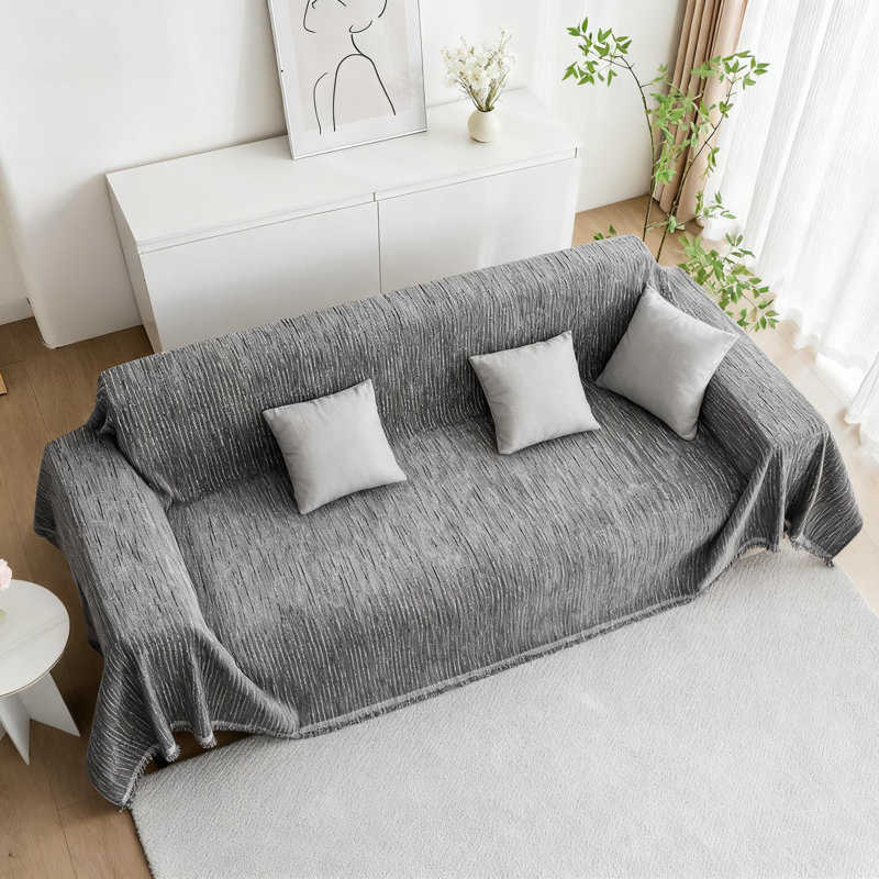 Housse de canapé modulaire en chenille avec motif de pampille, protecteur de canapé durable et lavable pour animaux de compagnie et décoration intérieure, jet de meubles antidérapant