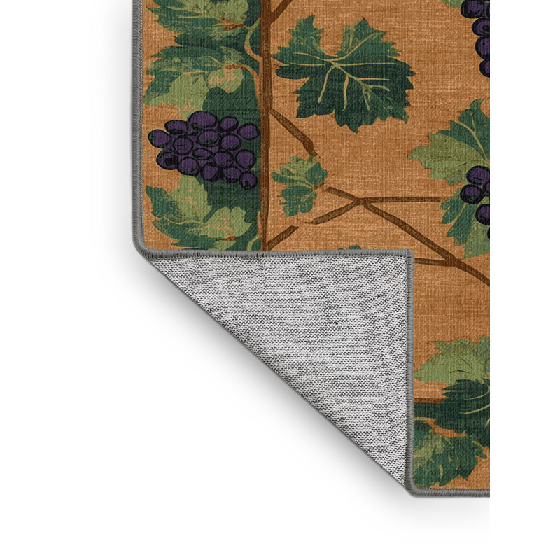 Tapis botanique brun lavable à la machine, Carré 3 pi