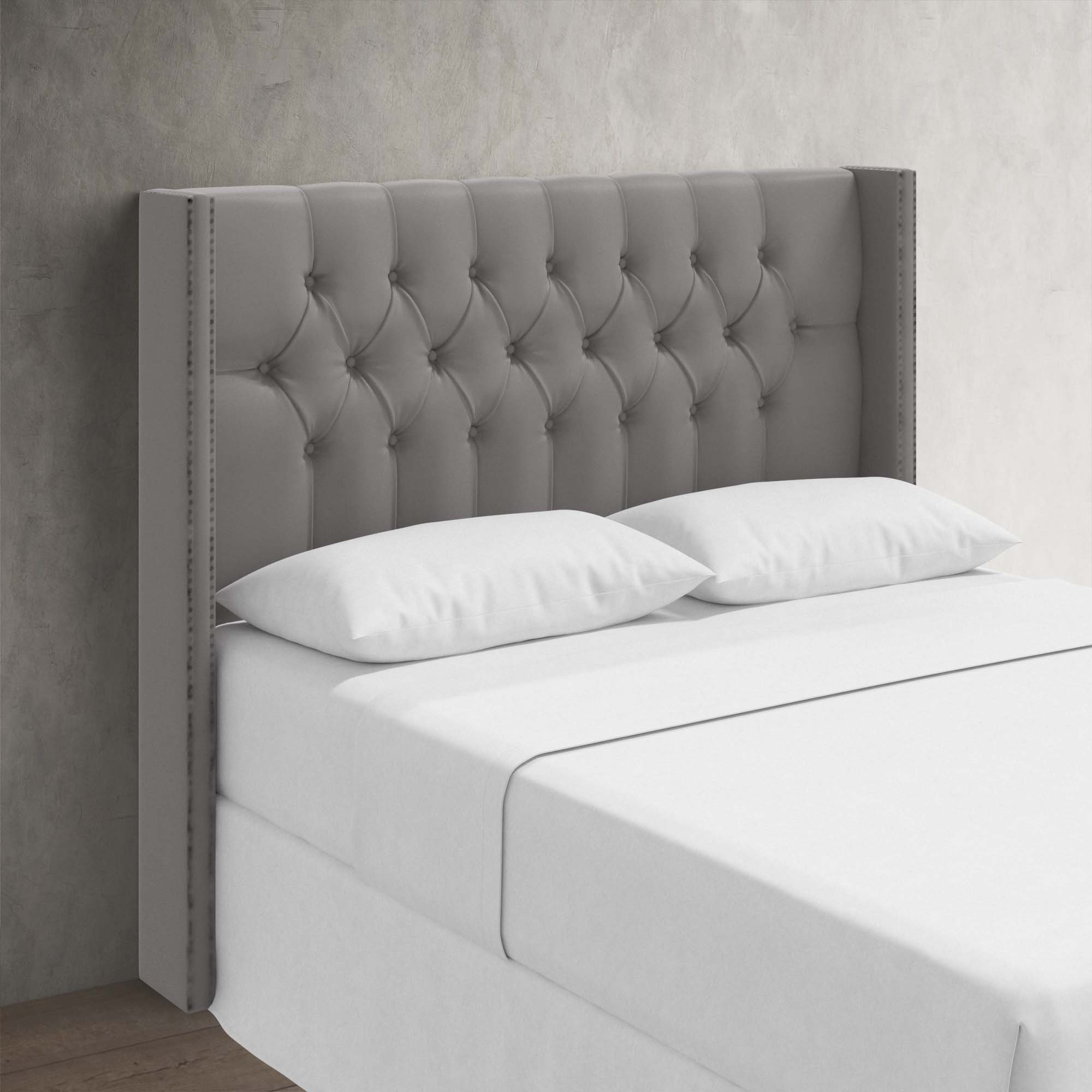 Knighten Upholstered Headboard, Queen, Classic Otter Performance Velvet