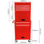6 rangements à outils verrouillables en métal - rouge pour garage atelier de réparation avec serrure et roulettes-336431261
