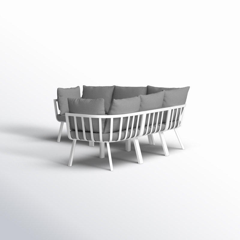Canapé modulaire d'extérieur 5 pièces Riverside par Modway, gris, Blanc