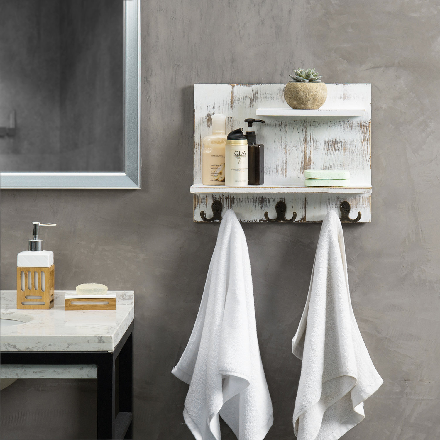 MyGift 6-Hook Wall Mounted Towel Rack & Reviews | Wayfair