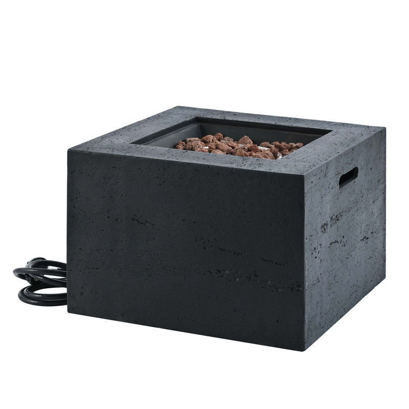 MGO Outdoor Square Fire Pit With Steel Burner,Lightweight 24.02-Inch Propane Fire Pit Table With Adjustable Flame, 40,000 BTU, Lava Rocks, And Rain Cover For Patio,Backyard, And Poolside
