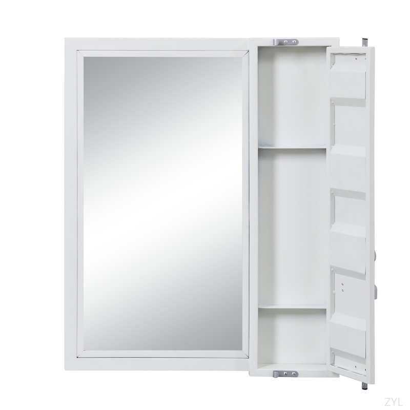 Miroir de salle de bain Cargo, Blanc, Métal métal