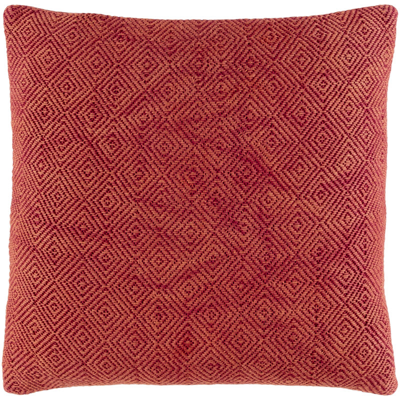 Kharson Geometric Cotton Pillow Cover, Dark Coral/Dark Red