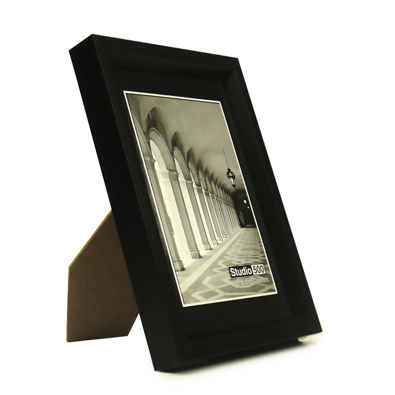 Cadre pour photo simple en bois biseauté, Noir mat, 5 po x 7 po