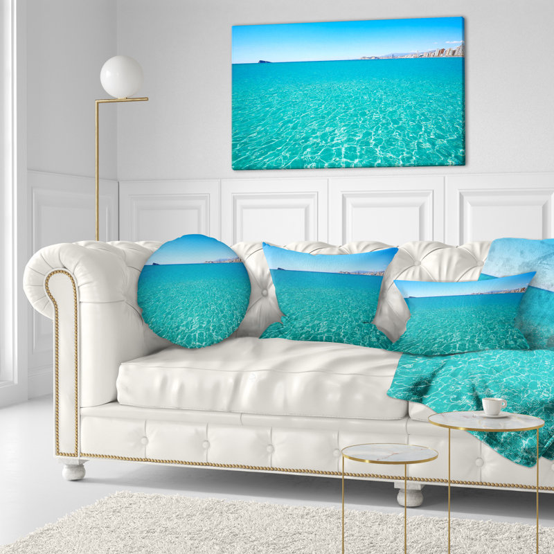 Coussin seascape de plage benidorm levante, 12 po x 20 po, Coussin lombaire
