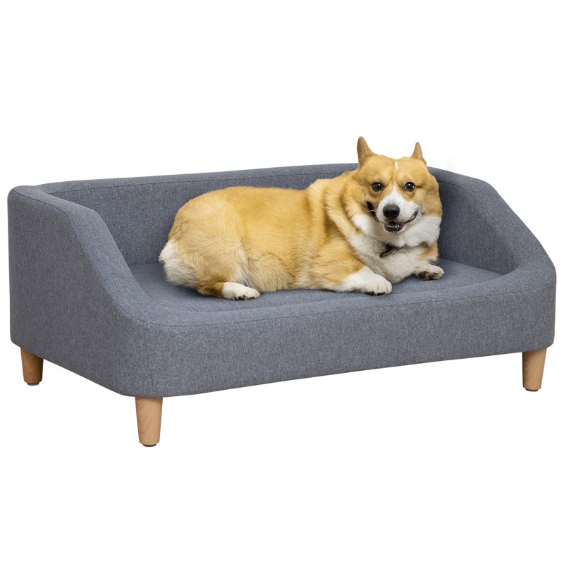 Grand canapé en velours avec rembourrage en mousse avec motif de perles, canapé pour grands et moyens chiens