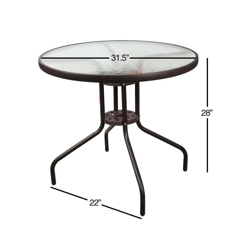 Landsbaugh Round Glass Outdoor Dining Table Yes , 31.5 " W 31.5 " D