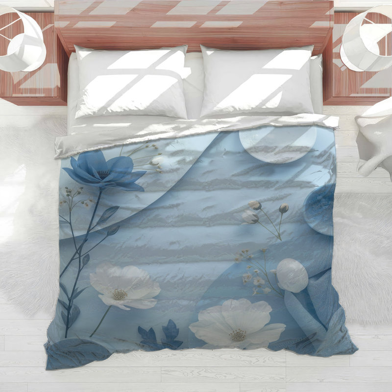 Blue Floral Arrangement Comforter, Twin