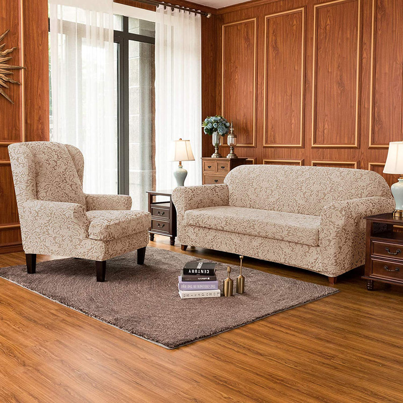 Housse pour canapé Stretch Damask, H 41 po x l 92 po x P 42 po, Mélange de polyester gruau