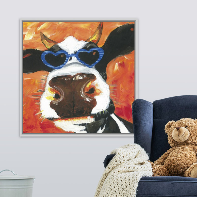 Simone Dapper Animal V Art, H 24 po x l 24 po x P 1,75 po, Cadre flottant blanc