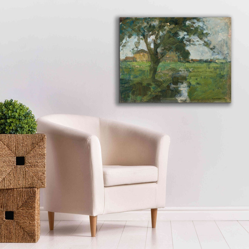 «Farm Settin avec arbre au premier plan et fossé d'irrigation, 1900» par Piet Mondrian, estampe numérique sur toile