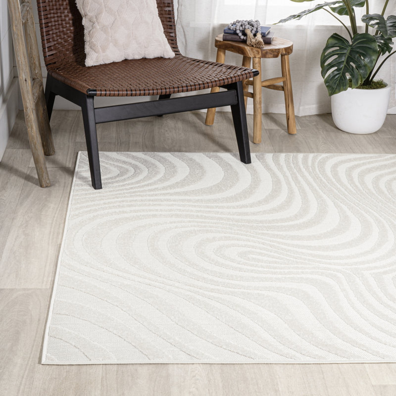 Tapis rayé crème / ivoire Maribo, Rectangle 2 pi 11 po x 5 pi