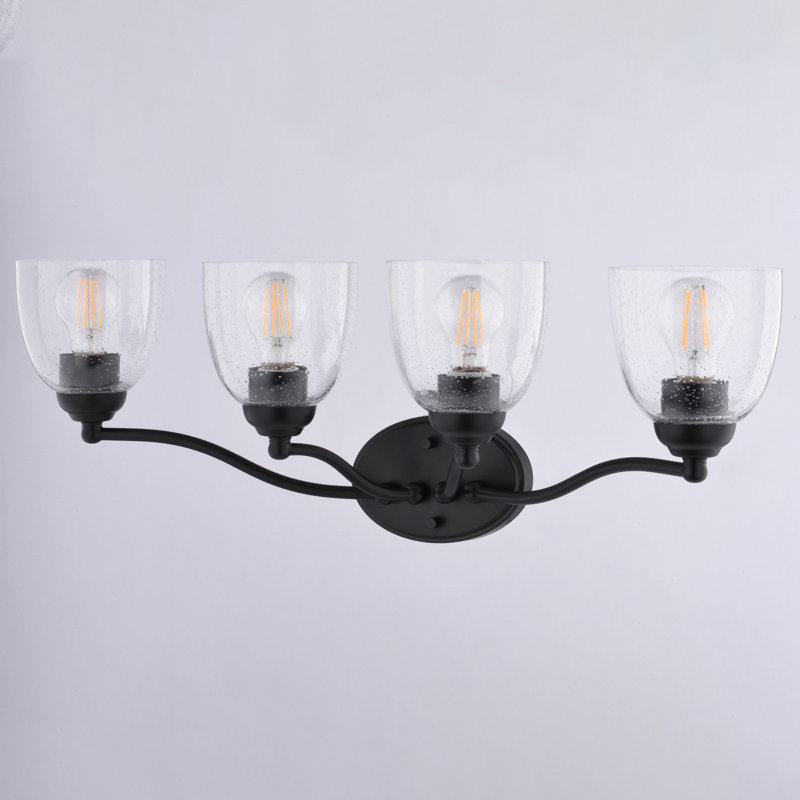 Koepp Traditional Bathroom Vanity Lighting Fixture, Bell Glass Shade, Dimmable, LED Compatible, Reversible Over The Mirror Mounted Steel Wall Sconce