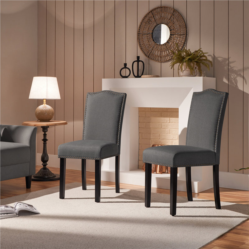 Fabric Upholstered  Parsons Chair, Dark Grey