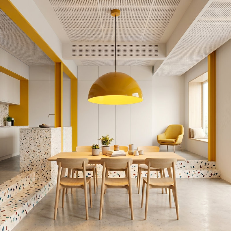 Luminaire suspendu noir FARO, Jaune