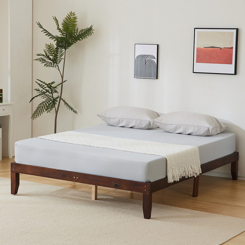 Basic Wooden Bed Frame, Brown, Full / Double