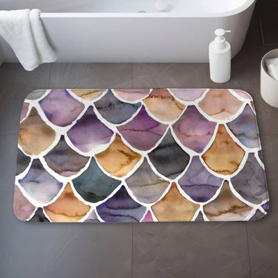 Purple like a mermaid Bath Mat with Non-Slip Backing - Quick Dry Memory Foam Bathroom Rug - Absorbent - Modern Plush Spa-Style - Machine Washable