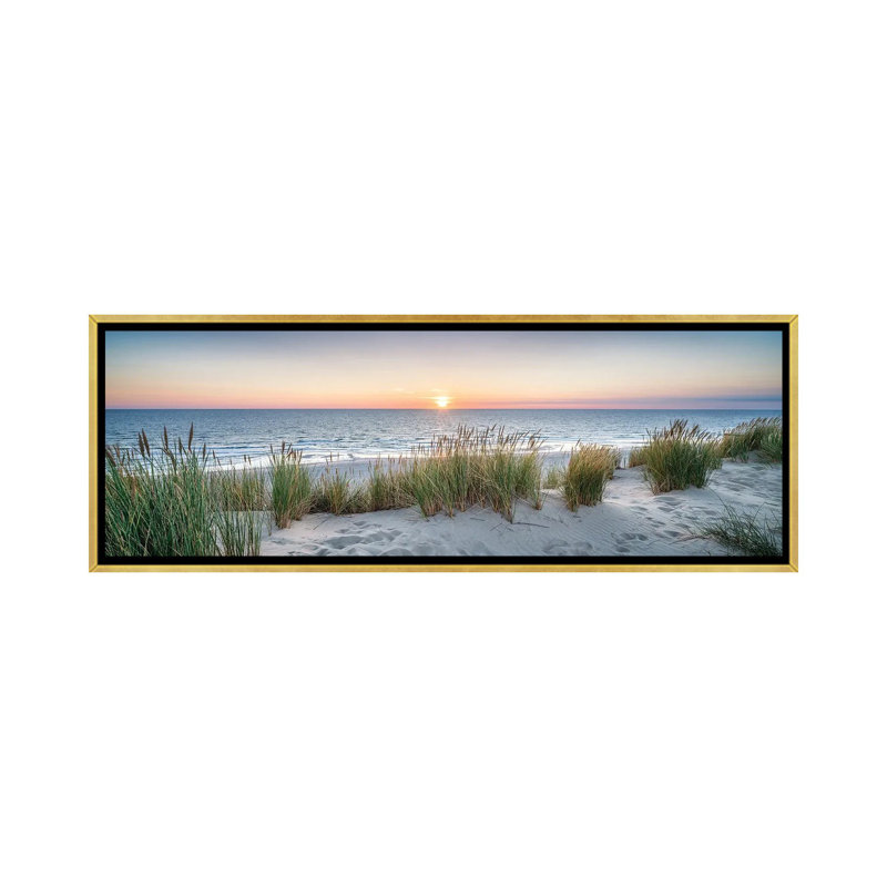 «Dune Beach Panorama At Sunset» par Jan Becke, reproduction encadrée sur toile, H 16 po x l 48 po, Toile avec cadre flottant