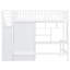 Lit mezzanine simple blanc avec bibliothèque, tiroirs, bureau et garde-robe. Conception fiable de la hanche-1832513730