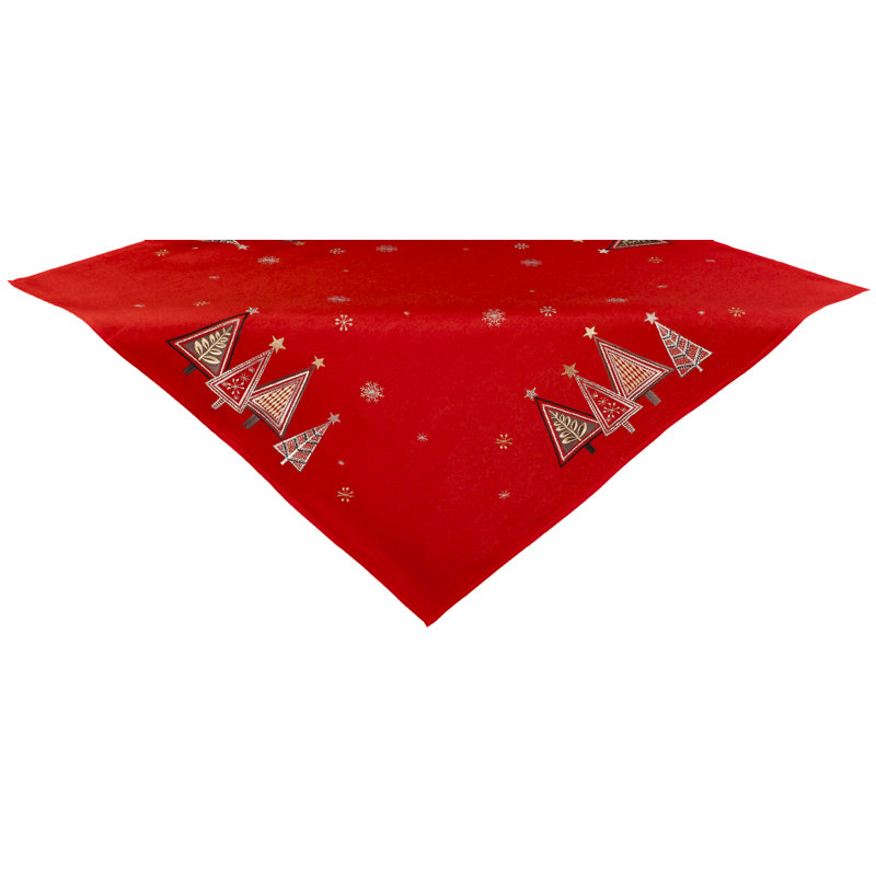 Décoration de table d'arbre de Noël géométrique rouge moderne (34 po carrés)