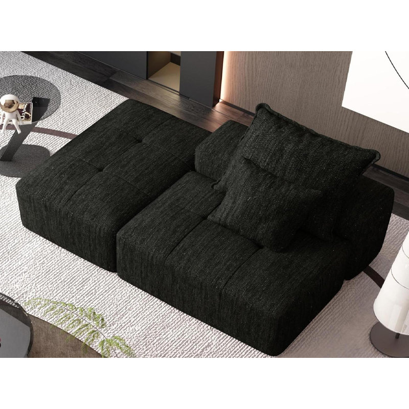 Upholstered Chaise Lounge, Black