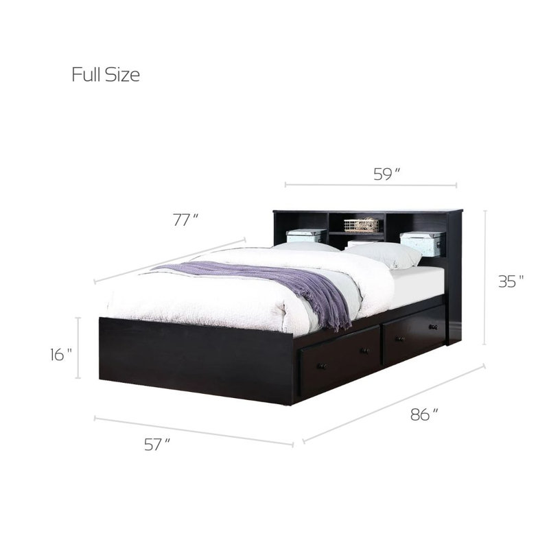 Lit plateforme plateforme, Double, Noir