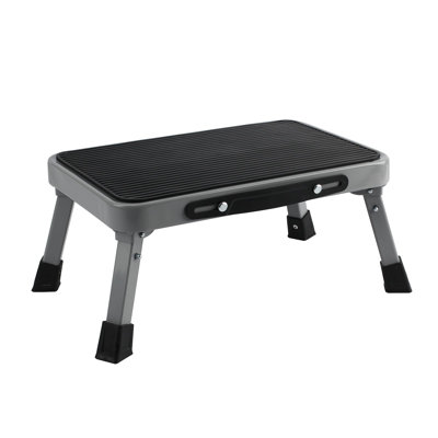 1-Step 330Lbs Capacity Folding Metal Step Stool, Portable Step Ladder, Non-Slip, Sturdy