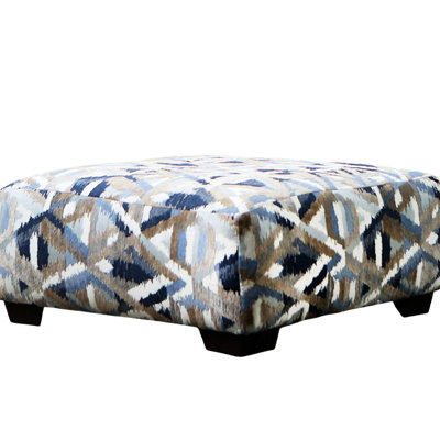Contemporary Square With Tapered Plastic Legs, Pocket Coil Seating, Dynamic Blue And Brown Print On Base, 38"L X 38"W 17"H, 1Pc Included Featuring Pattern, Multi - Color Single Piece Listing