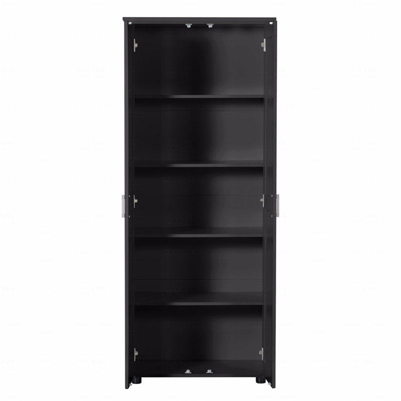 Black 2-Door Storage Cabinet with Adjustable Shelves for Bathroom & Office, Black