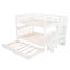 Lit superposé double au-dessus d'un escalier avec lit gigogne simple et rangement - Blanc Delight-1603863338
