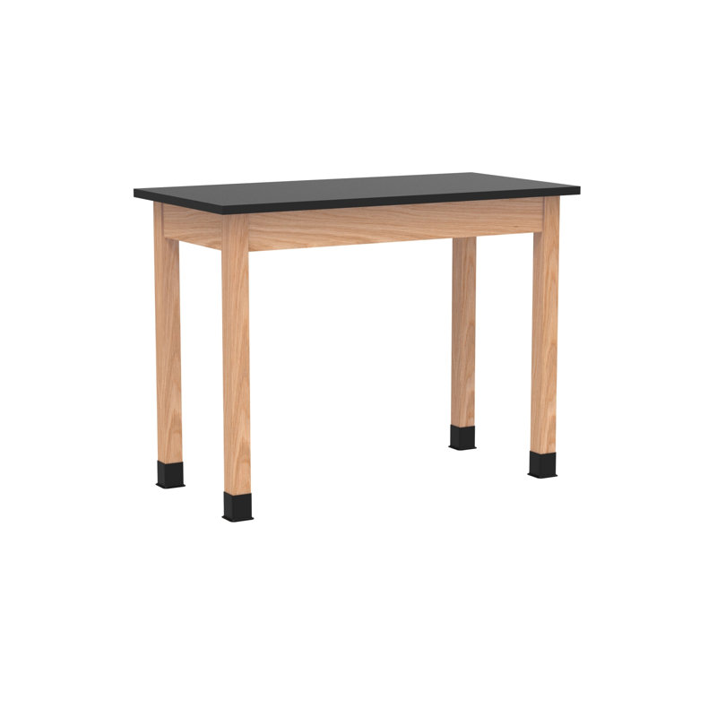 Diversified Spaces School Classroom Science Lab Table, 24"x48" Black Epoxy Table Top Worksurface, Solid Oak Wood, Made in USA
