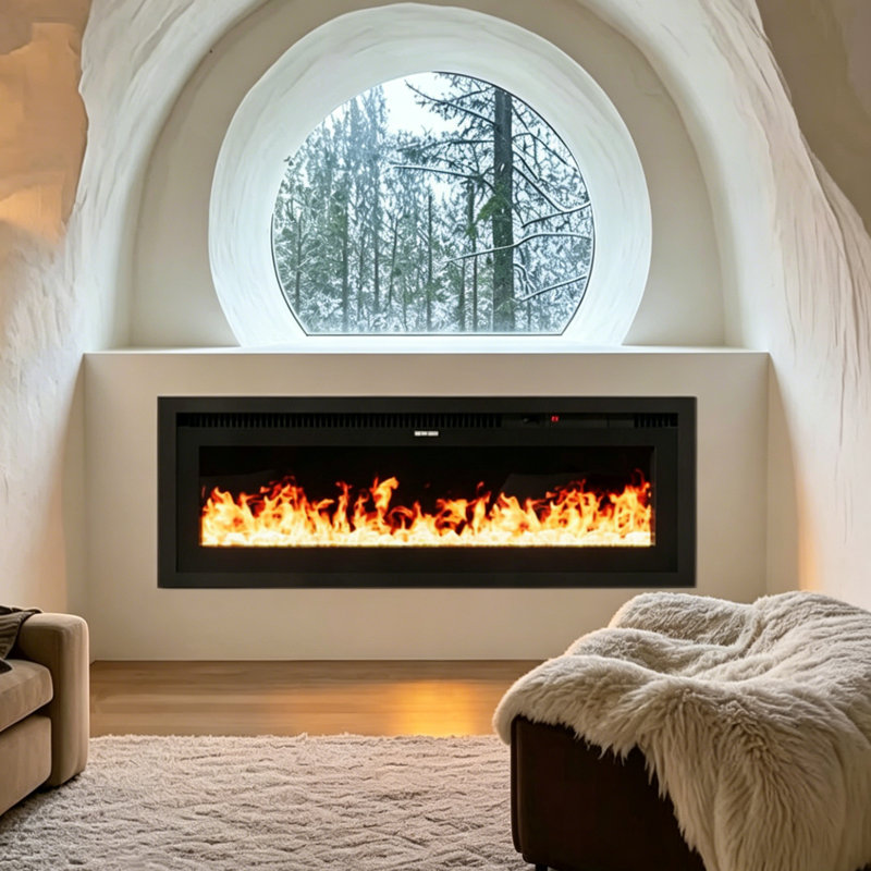 Adjustable flame Electric Fireplace, 45cm H x 152.4cm W x 14cm D