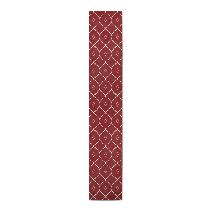 Chemin de table géométrique, 90 po x 16 po, Rouge