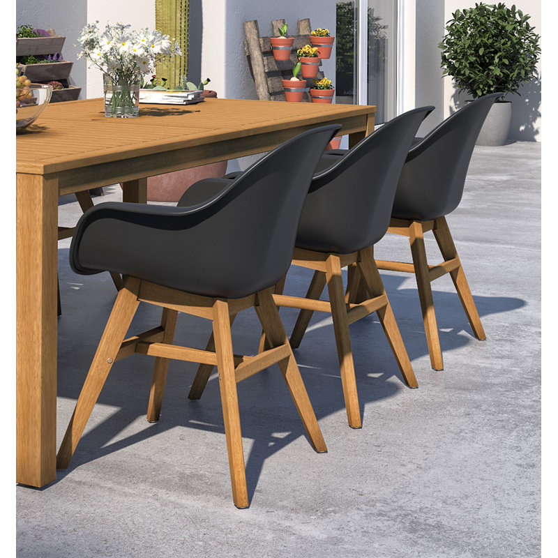 Chaise de patio noire avec accoudoirs Rafael, Noir