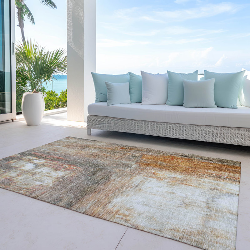Tapis orange intérieur / extérieur lavable Nocturne , 9 pi x 12 pi